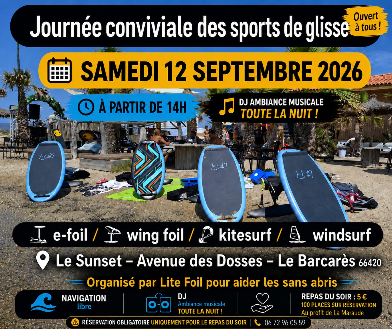 Réservation du repas de la journée conviviale des sports de glisse du 12 septembre 2026