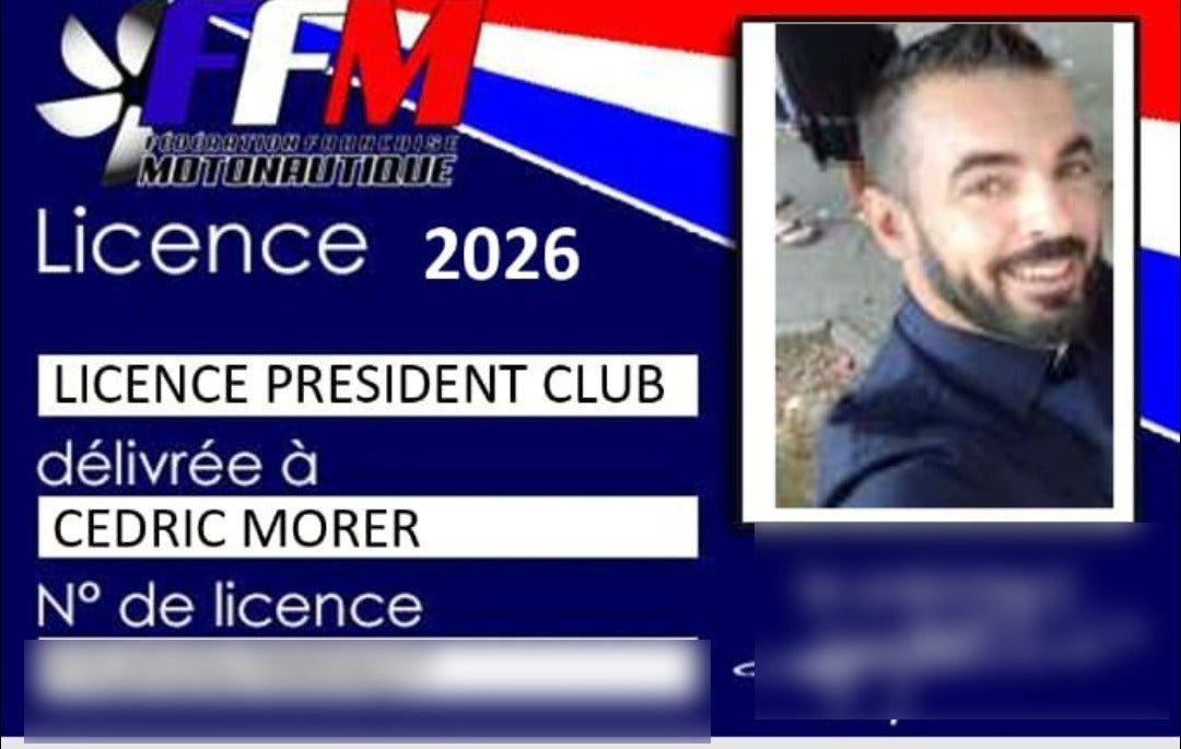 Carte de licence FFM Président de club — Cédric Morer, Lite Foil